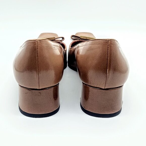 Luciano Padovan Camel Brown Leather Square Toe Pumps - Picture 8 of 11